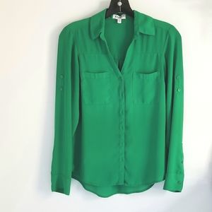 Express portofino green button down shirt XS